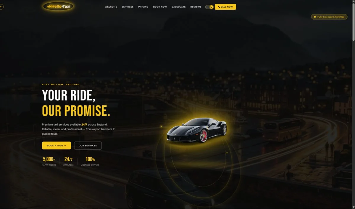 Hello Taxi responsive website preview
