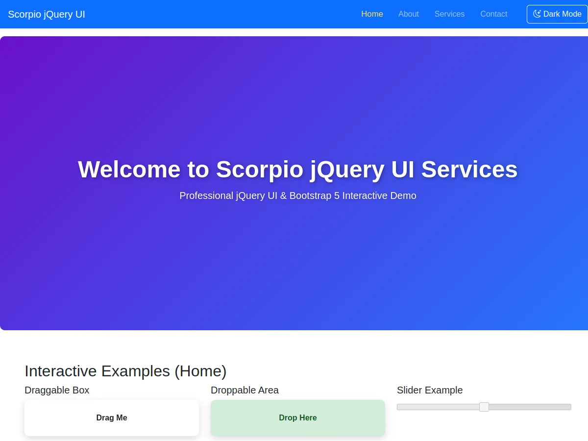 Scorpio jQuery UI interactive examples